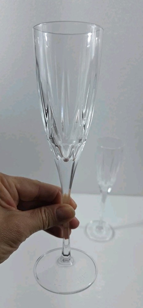 Vtg Disaronno Cristalleria Italiana Crystal Champagne Flute Glasses 9″ Set Of 2