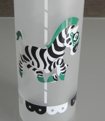 Vintage LIBBEY Frosted Circus Carousel Animal Tom Collins Glass 1950s MCM ZEBRA