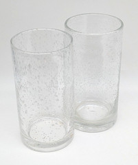 2 Clear Bubble Glass Highball Tumblers Heavy Drinking Glasses 16 oz 6″x3″