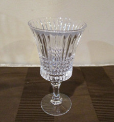 Fostoria Aspen Water Goblet Ribbed/Diamond Cut Flair Foot, 7″ T/9 oz (1pc)