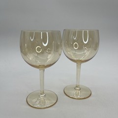 Dorothy Thorpe Topaz Lustre 5 1/2” Wine Glasses Set Of 2 Vintage Discontinued