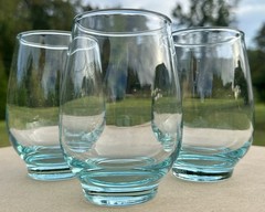 3-Vintage-Tempo Aqua-Libbey-12oz Highball Glass-Tumblers-4 1/2”Tx2 1/2”W