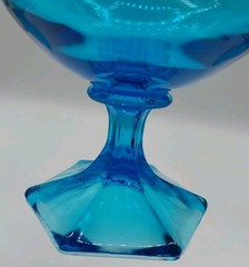 Vintage MCM Anchor Hocking Flair Laser Blue Footed Wine Goblets Set Of 3