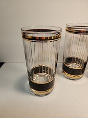 Unsigned ?Culver Devon Black? 22K Gold Set of 3 Highball Tumblers