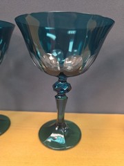Set Of 4 Acqua Rialto Coupe Glasses By Sir Madam Millicent/ Teal Elegant Barware