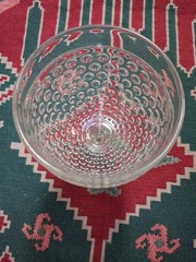 VINTAGE HOBNAIL PATTERN SET OF 7 BUBBLE DESIGN CLEAR 5″ TALL