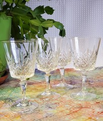 Cristal D’Arques-Durand Chantilly Taille Beaugency Water Goblet Set of 4