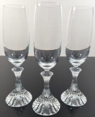 8) Mikasa The Ritz Fluted Champagne Set Vintage Crystal Clear Stemware Retro Lot