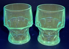 Viking 4″ Aqua Georgian Tumblers Set of Two | Vintage UV Glow