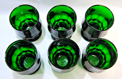 Anchor Hocking Georgian Forest Green 9 oz Tumbler Glasses Lot of 6 Vtg. T2676