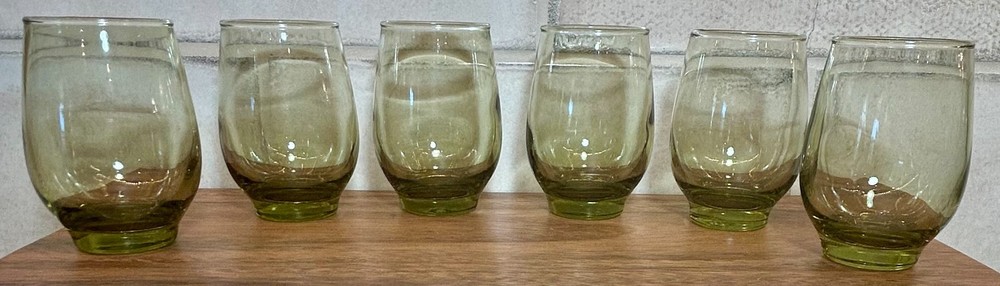Set of 6 VTG Libbey Glass 6 Oz. Avocado Green Tempo Juice Glasses