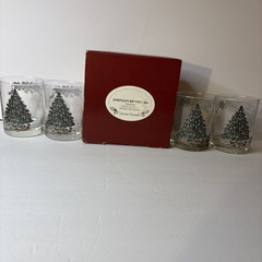Vintage Victorian Christmas Glassware Johnson Brothers 4PC Drinkware 14 Oz Boxed