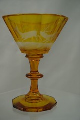 Moser Bohemian Amber Cut to Clear Liquor Cocktail Glass, 4 1/8″ (#3) (G42)