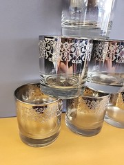 Set of 6 Vintage MCM Silver Overlay Dorothy Thorpe Sliver Fade Rocks Glasses Rd