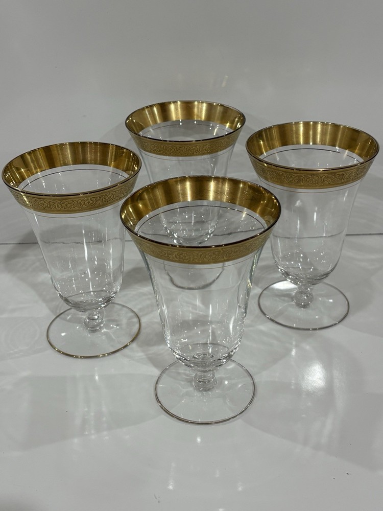 Glastonbury Lotus Gold Rim Water / Iced Tea Glasses 5.5″ Vintage 1960 Set Of 4