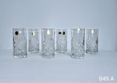 Set 6 Bohemian Handmade Crystal Czech Republic High-Ball Glasses 11.8 Fl Oz