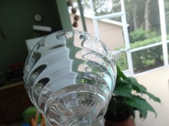 Paden City Glass Clear Cut Cross Thumbprint 991 Penny Line 6oz Champagne EUC