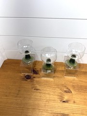 Set 3 Cristal d’Arques Durand Green Beehive Roemer Wine Glass / Goblet MCM
