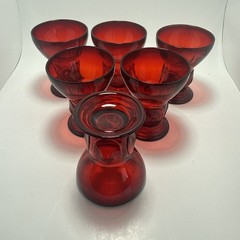 (6) Vintage Moondrops Juice Tumbler Red
