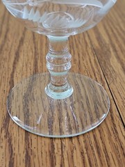 4 – Vintage Etched Glass Floral Fern Leaf Small Stemware Cordial Champagne