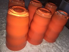 RARE Set Of 6 DANSK Kitchen RIO Ripple Wave ORANGE 16oz Crystal TUMBLERS 6″ Tall