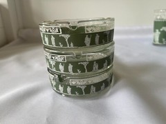 Jeannette Grecian Green Hellenic Juice Glasses Cups & Ashtrays 5 Oz Vintage 10
