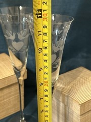 Romanian Colony Crystal Forever Wedding Toasting Tall Champagne Flute Pair
