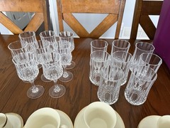 Clear Cut Crystal Glass Drinkware Set – Wine Goblets & Tall Tumblers, Clear