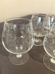 Vintage Noritake Sasaki Bamboo etched Crystal Set 6 Brandy Snifter 4.25″