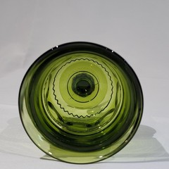 Vintage MCM Indiana Glass Green Avocado Kings Crown Thumbprint Goblet Glass 8oz