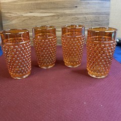 4 IMPERIAL GLASS MARIGOLD HOBNAIL TUMBLERS. MARKED IG EXCELLENT