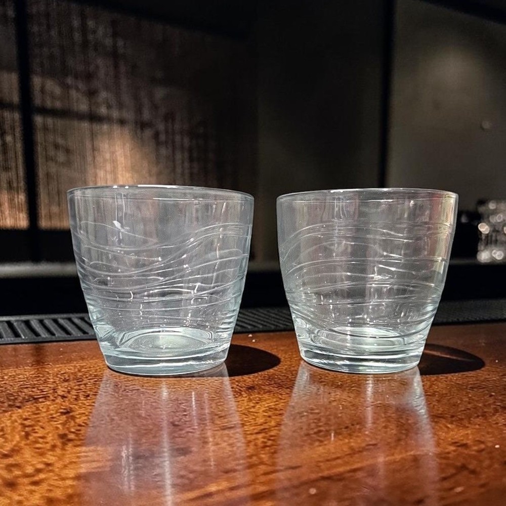 Libbey Orbita Old Fashioned Glasses, Set of 2, Replacement Wave Pattern Tumblers