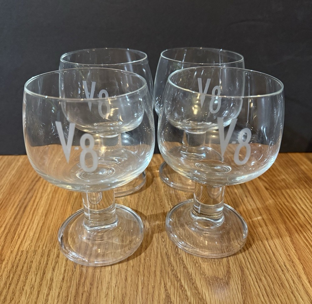 Vintage V-8 Vegetable Juice Bloody Mary Glasses – Set of 4 – Very Nice!
