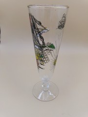 Pair Vintage 1950s Libbey Treasure Island 12oz Pilsner Glasses with 22K Gold Rim