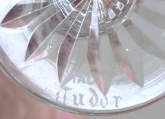 Set of 4 beautiful Crystal vintage Tudor ‘Raleigh’ sherry glasses – England
