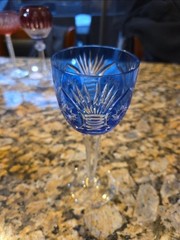 Cobalt Cut To Clear Wine Hock Glass