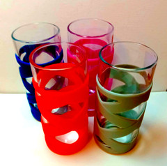 Ello Set of 4 Silicone Glass Tumblers Blue Green Pink Orange Dishwasher Safe