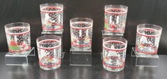 7 Epoch Holiday Joy Double Old Fashioned Set Vintage Christmas Drink Glasses Lot