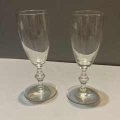 2-Vtg Libbey Georgian Bamboo Stem Champagne Flutes Whiskey Sour Retro Barware
