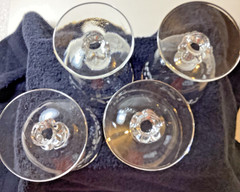 Set of 4 MCM Libbey Stemmed Lily of the Valley 5 in. Silver Rimmed Water Glasses