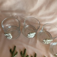 Set 4 Cactus Rocks Glasses Green Ceramic Sombrero Stir Sticks Barware Unmarked