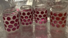 ❤️4 Libbey Concord Cranberry Coin Dot Sugar Frosted 12oz Drinking Glasses