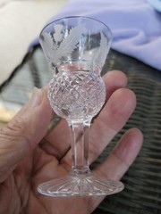 1 Edinburgh Crystal Footed Liqueurs Cordial Glass Cut Thistle Pattern 3 1/4″