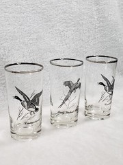 3 VINTAGE Federal Glass Tumblers 14oz Canvasback Ring Neck Pheasant Game Birds
