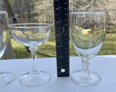 3 Gold Wheat Pattern Stemware Glasses Wine Cocktail Champagne Vintage
