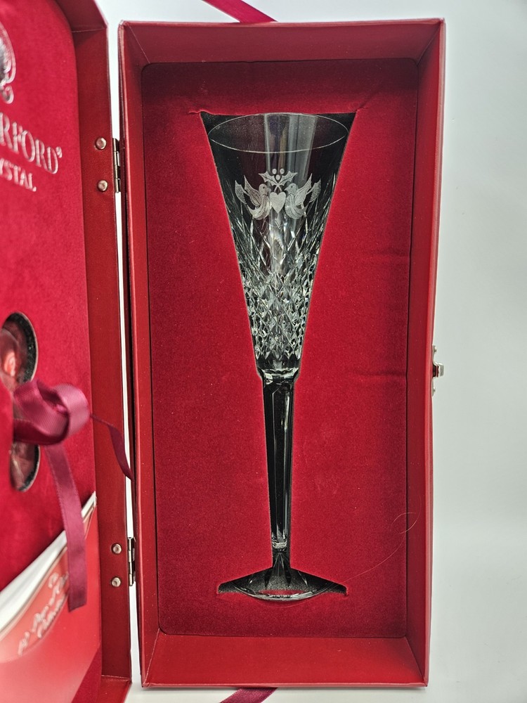 Waterford Crystal 12 Days of Christmas 2 Two Turtle Doves Champagne Flute in Box
