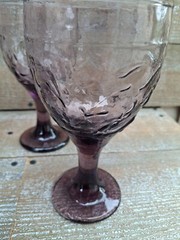 Libbey PURPLE AMETHYST Garden Vine WINE Goblet- Set of 4- Vintage Glassware USA
