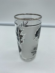 Libbey Silver Leaf Clear & Satin 6 ounce Juice Glasses Set of 5 Vintage