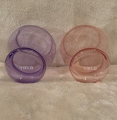 Yield Design Millenium Collection Stemless Wine Glass Lot of 2 Lilac Pink EUC