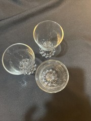 3 Berwick Boopie Anchor Hocking Clear Juice Cordial Glasses Beaded 4.5″ Vintage